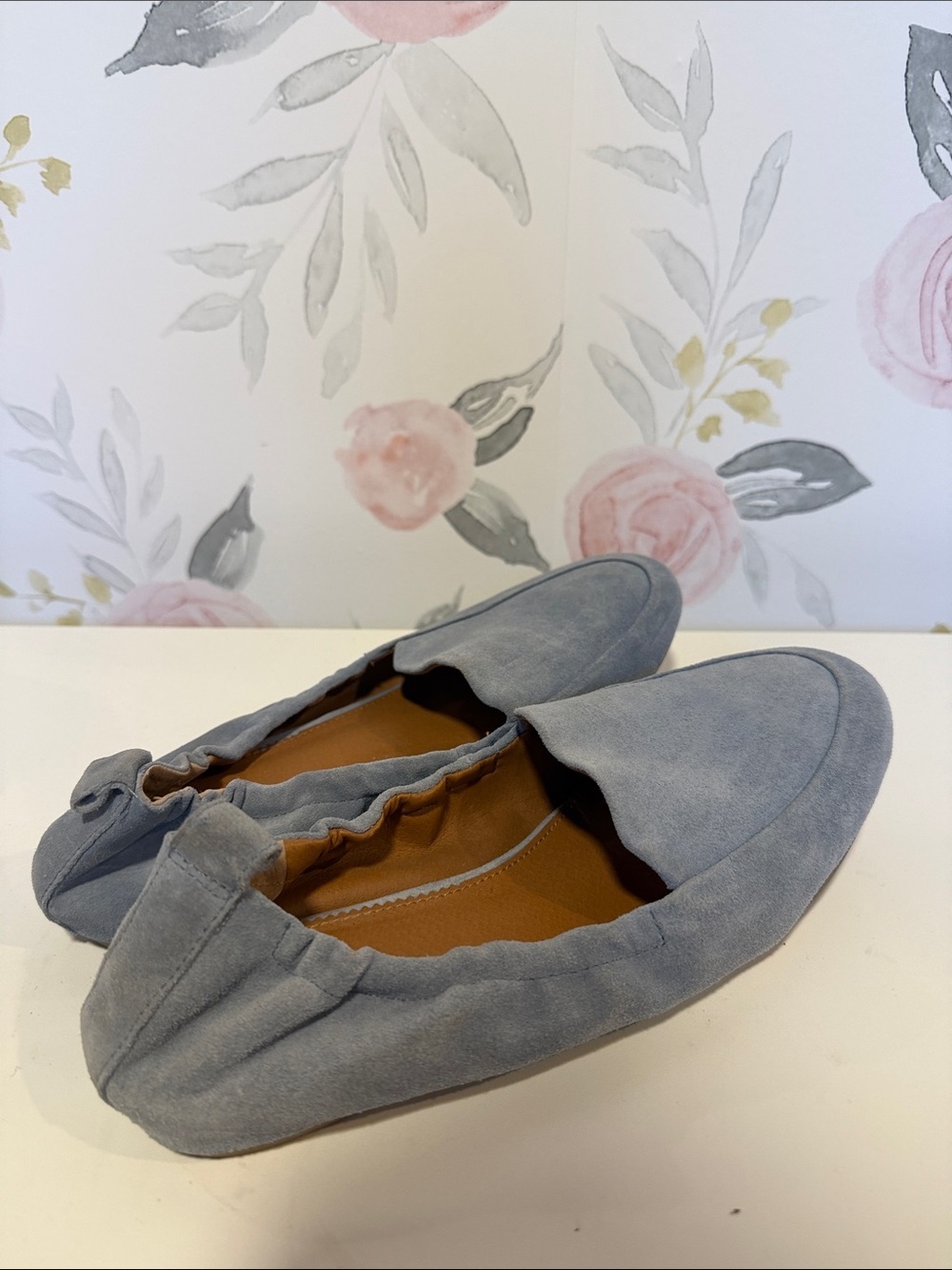 Franco Sarto Stacey Light Blue Suede Loafers - Picture 2 of 5